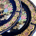 Peacock Taous Plate Floral design Japan Set two
