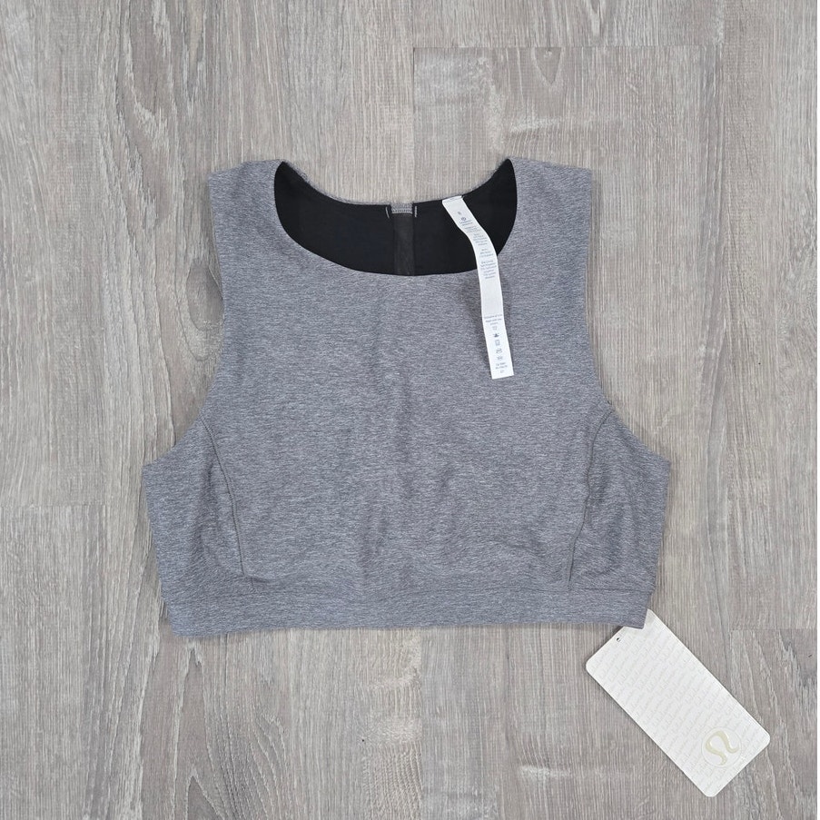 NWT Lululemon Short Stop Heathered Slate Mesh Bra Top size 8