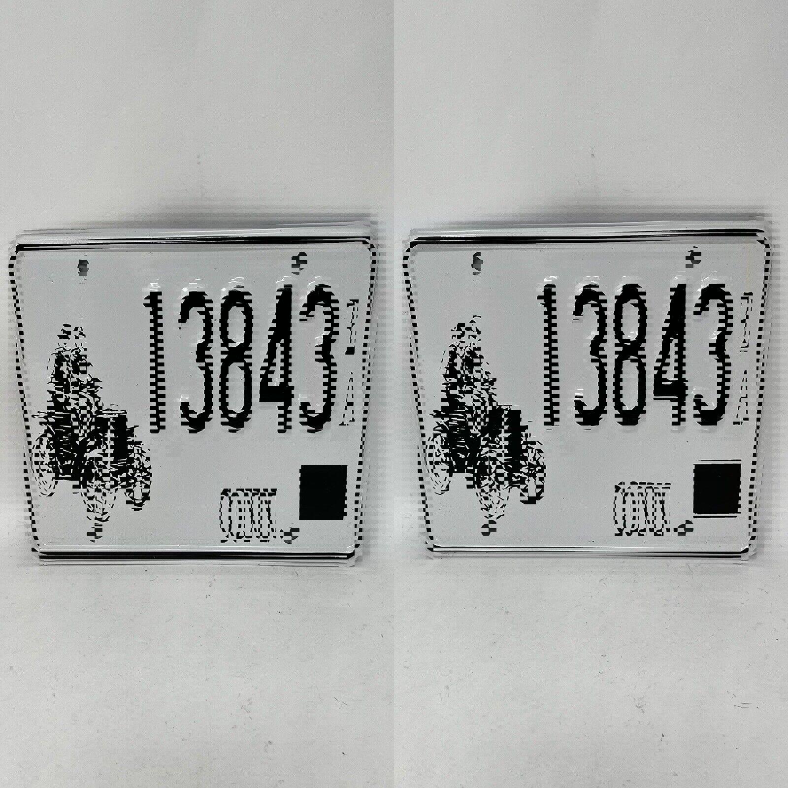 Vtg Expired Conn License Plate Tag 13843 Black On White Early American Mint CT