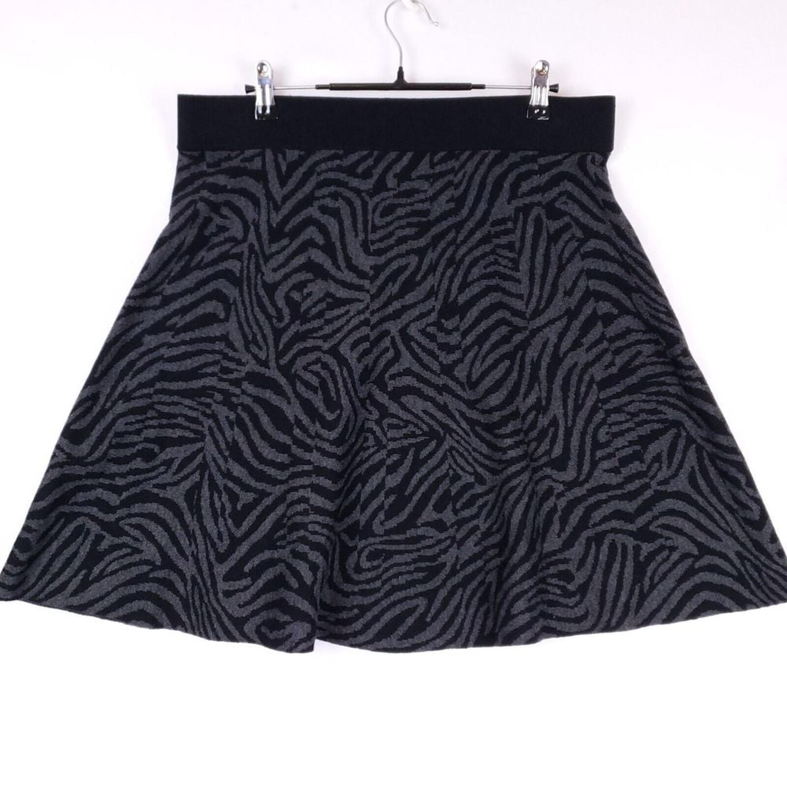 Alfani Petite A-Line Zebra Print Skirt P/L Black Gray Quiet Luxury Dark Academia