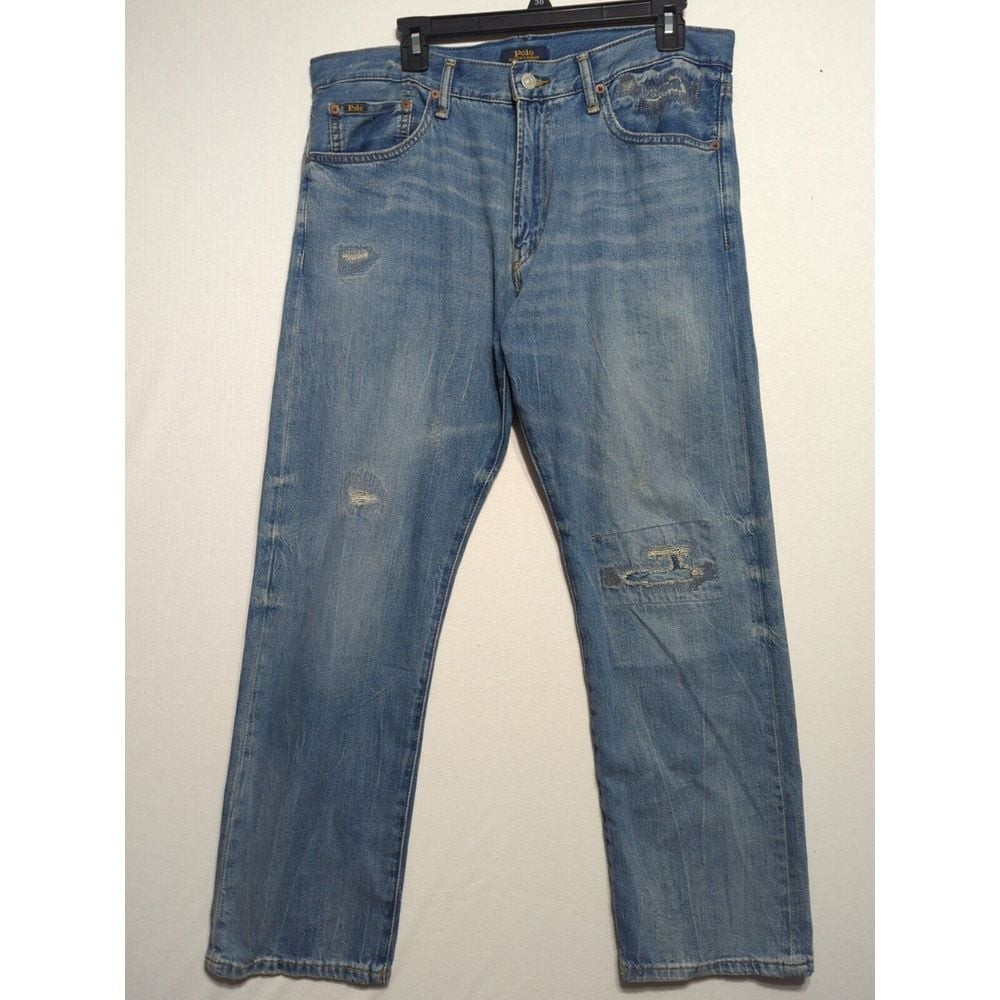 Polo Ralph Lauren Hampton Relaxed Straight Leg Distressed Jeans Size 34x30