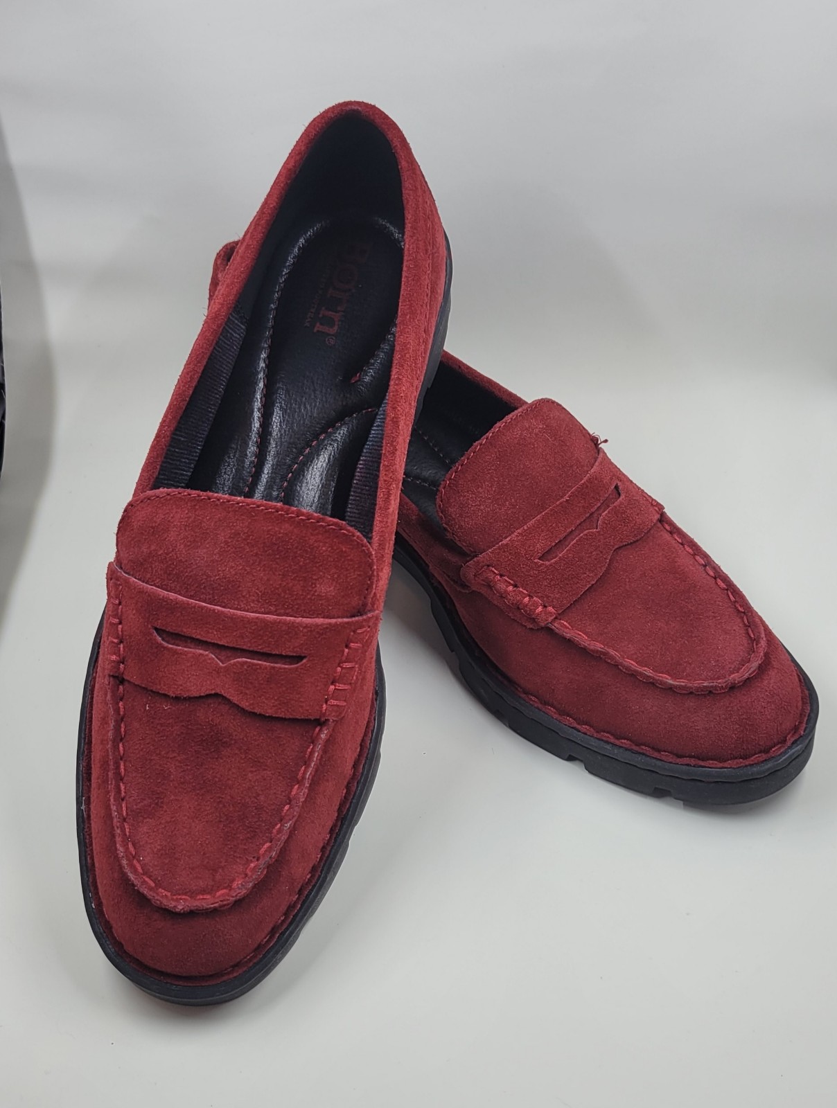 Born Brand, red suede loafers