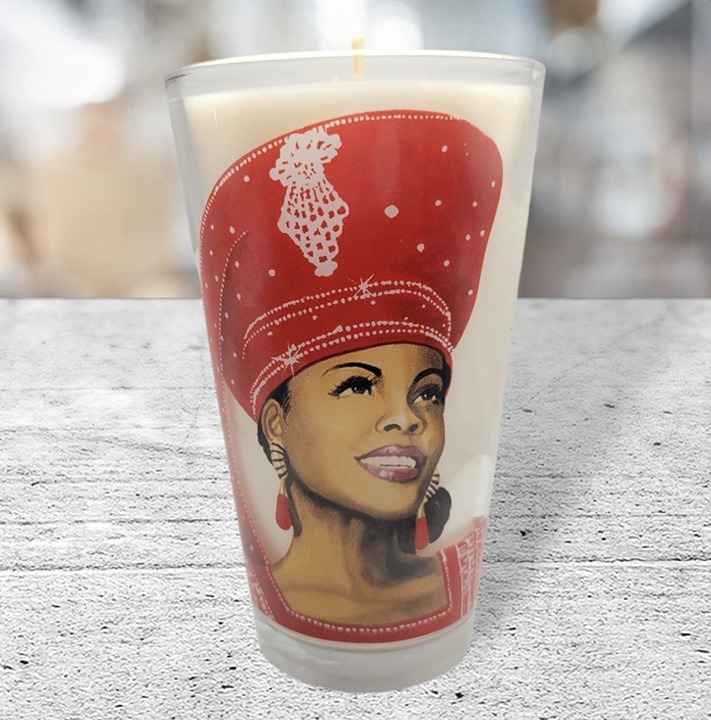 Red Ethnic Woman Caribbean Salsa Scented 17oz. Luxury Religious Soy Wax Candle