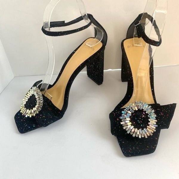 Alexandre Birman Madelina Sandals Black Suede Heels Crystals Bridal Sz 6.5 M (EU