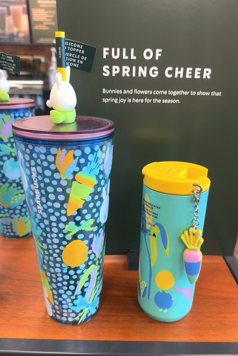 Starbucks Easter tumbler set of 2 bunny topper and carrot chain