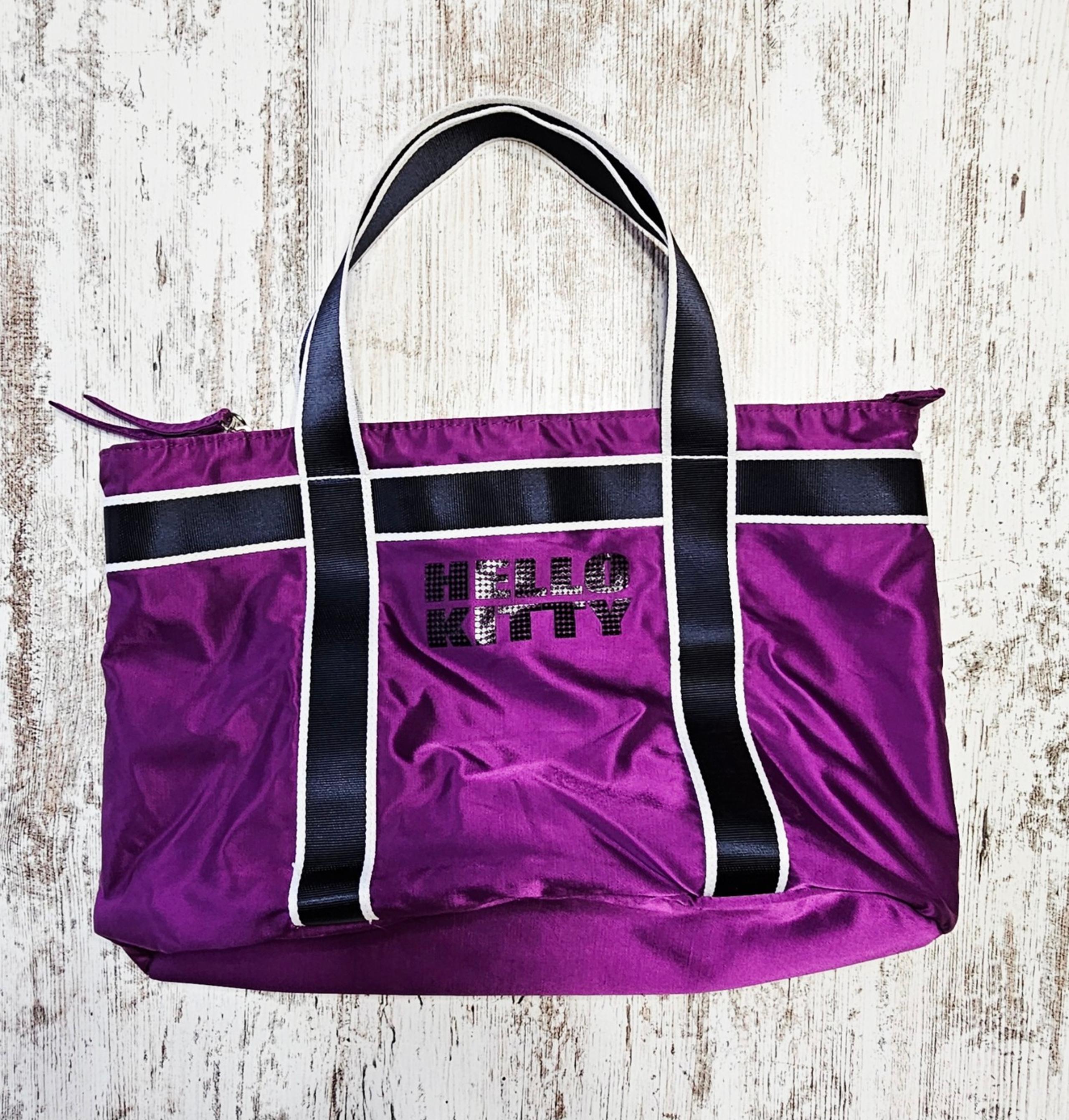 Hello Kitty Sanrio Tote Hand Bag Purple Zipper Closure w/ Pocket Purse