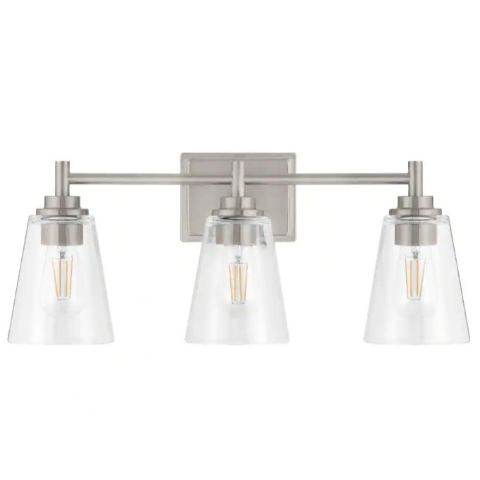 Hampton Bay Wakefield 22 in. 3-Light Brushed Nickel Modern Wall Mount Sconce