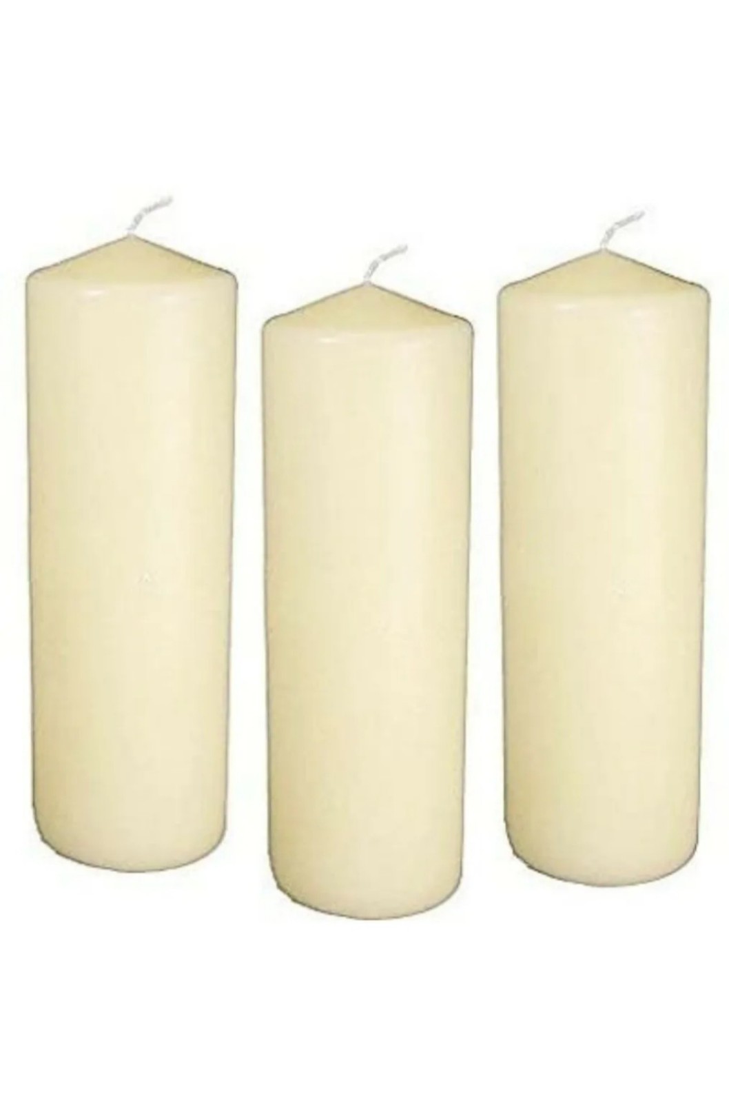 Ivory 3X8" Pillar Unscented Household Candles Wedding Dinner Home/Party -12 Pack