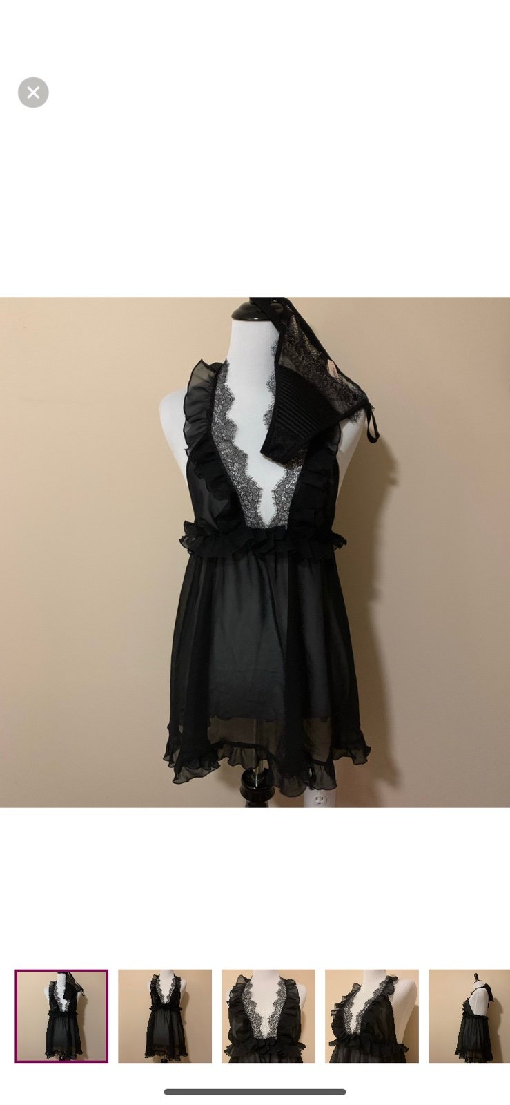Victoria’s Secret vintage Chantilly lace plunging babydoll & matching panty SET