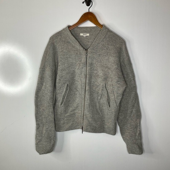 Madewell Lambs Wool Heather Gray Full Zip Jacket Size Large