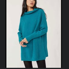 Free People Ottoman Slouchy Tunic Sweater Electric Teal Small XS New