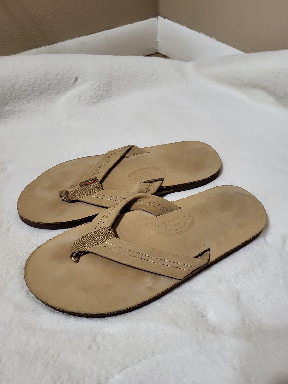Rainbow l Leather Double Layer Arch 302ALTS Sierra Brown Sandals SZ 11 Mens...in