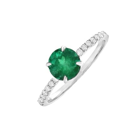 18K White Gold Emerald and Diamond Ring
