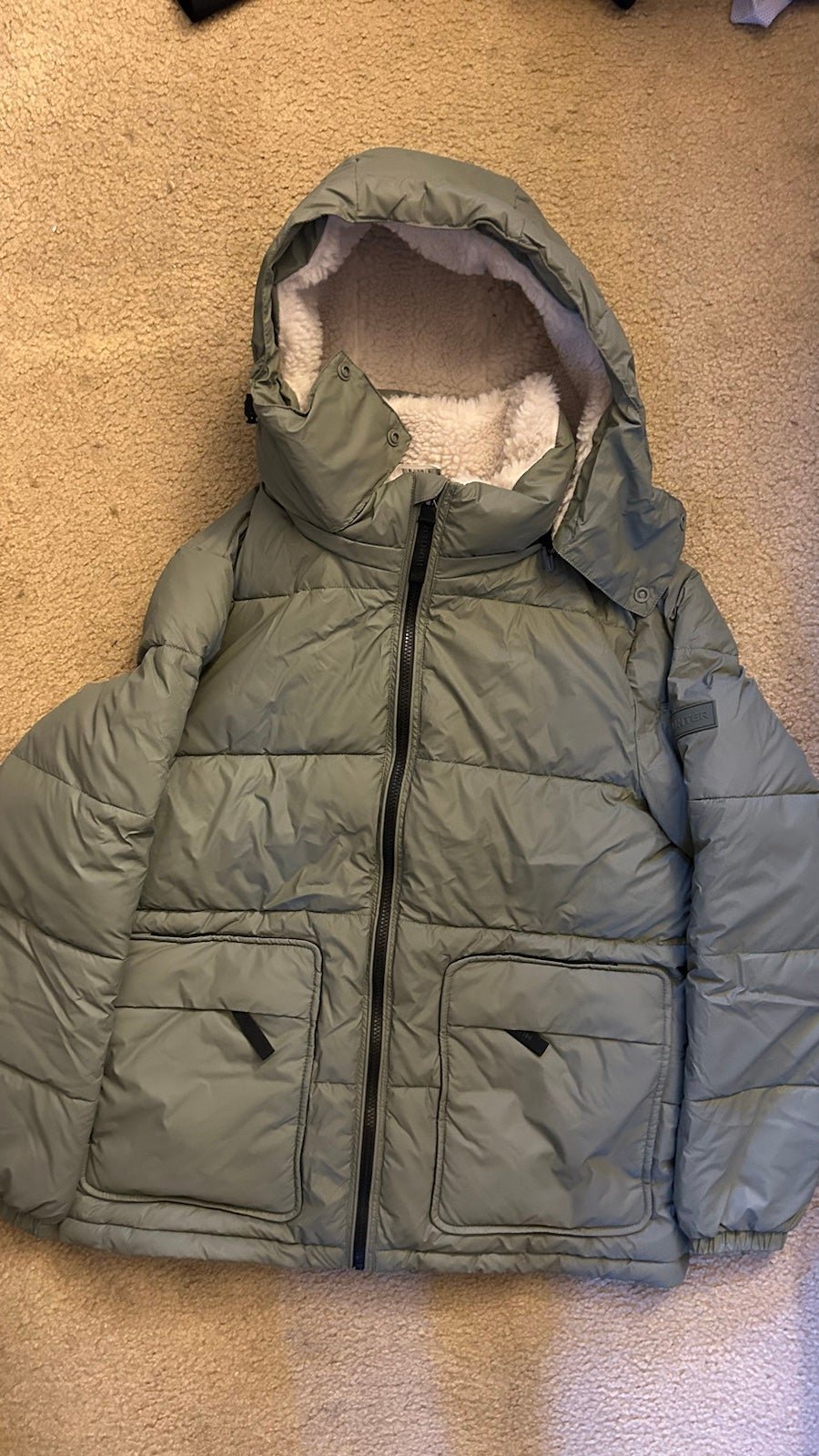 NEW HUNTER insulated hooded puffer jacket front zipper pockets S