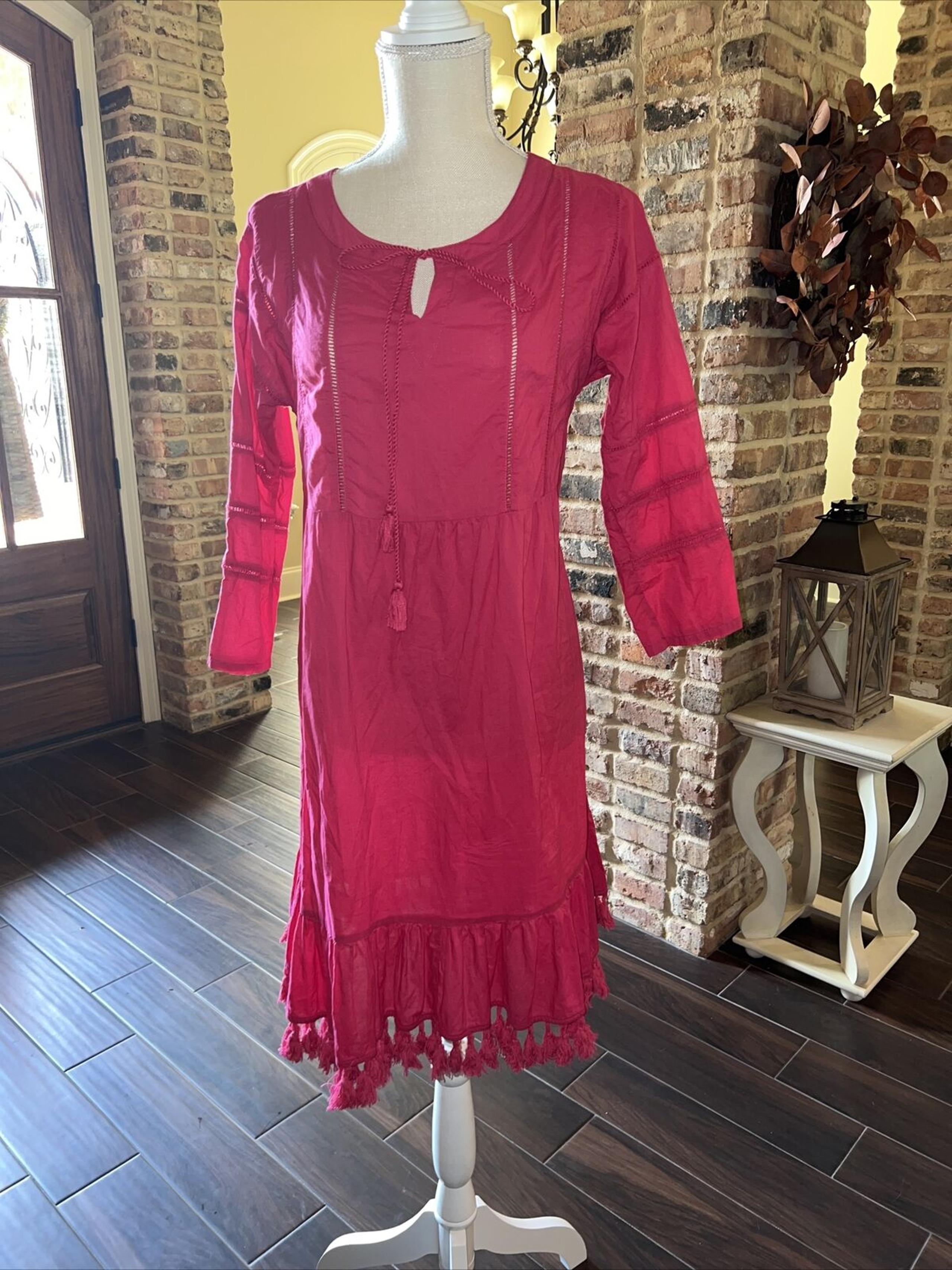 Catherine Malandrino dress Size S Dark Pink Fringe Tassel Cover-Up Womens