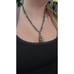 Vintage Navajo Southwestern Turquoise & Red Coral Silver Necklace 20 Boho