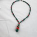 Vintage Navajo Southwestern Turquoise & Red Coral Silver Necklace 20 Boho