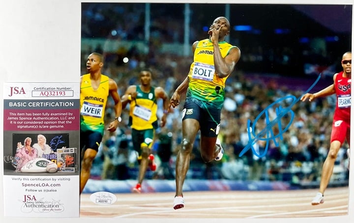 Usain Bolt Signed 2012 Summer Olympics London 8x10 Photo E Autograph JSA COA