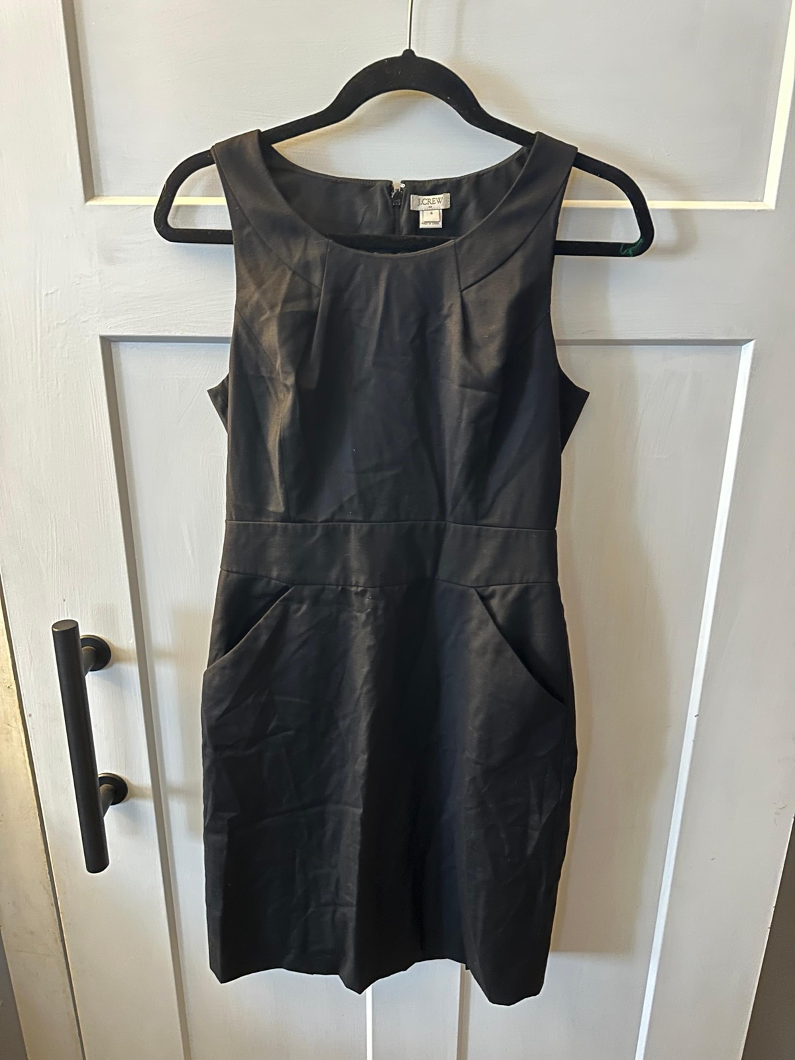 J.Crew Sheath Dress Womens Size 4 Black Sleeveless Knee Length Pockets