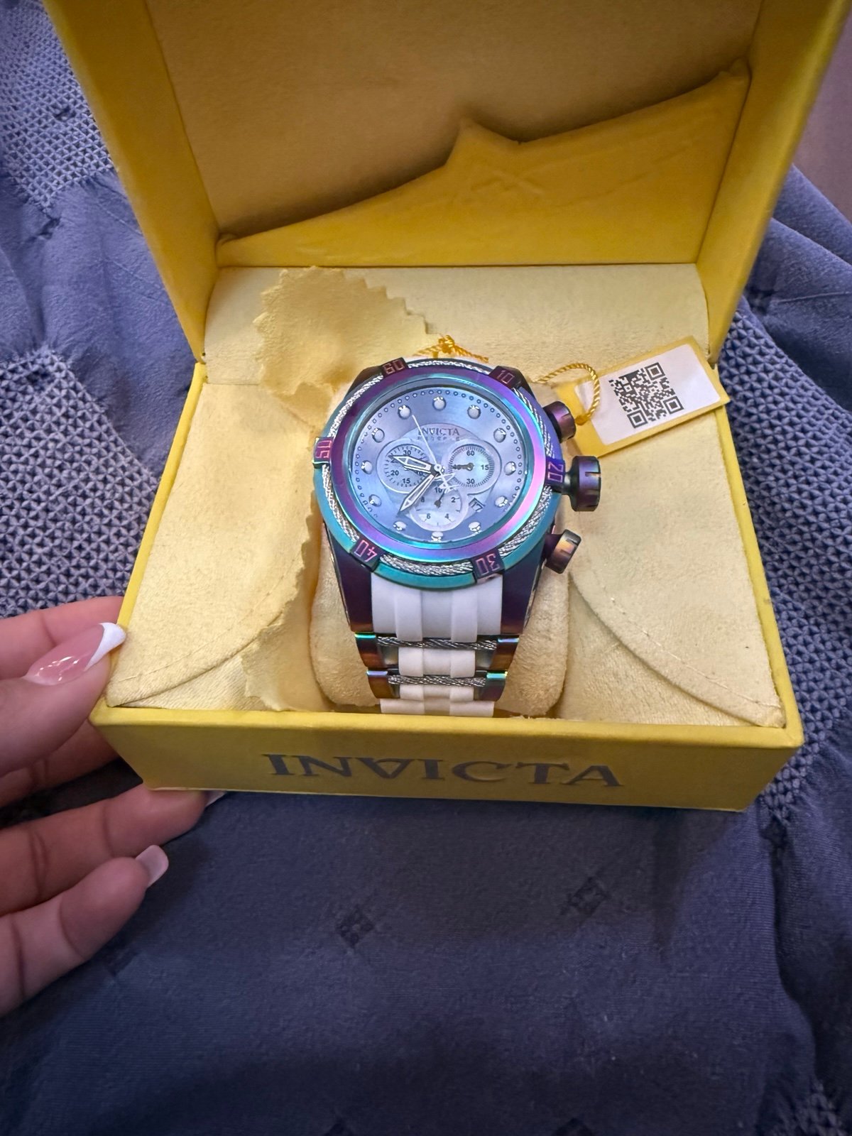 Invicta Reserve Zeus Bolt Men's 53mm Mother-of-Pearl Dial Iridescent White Strap