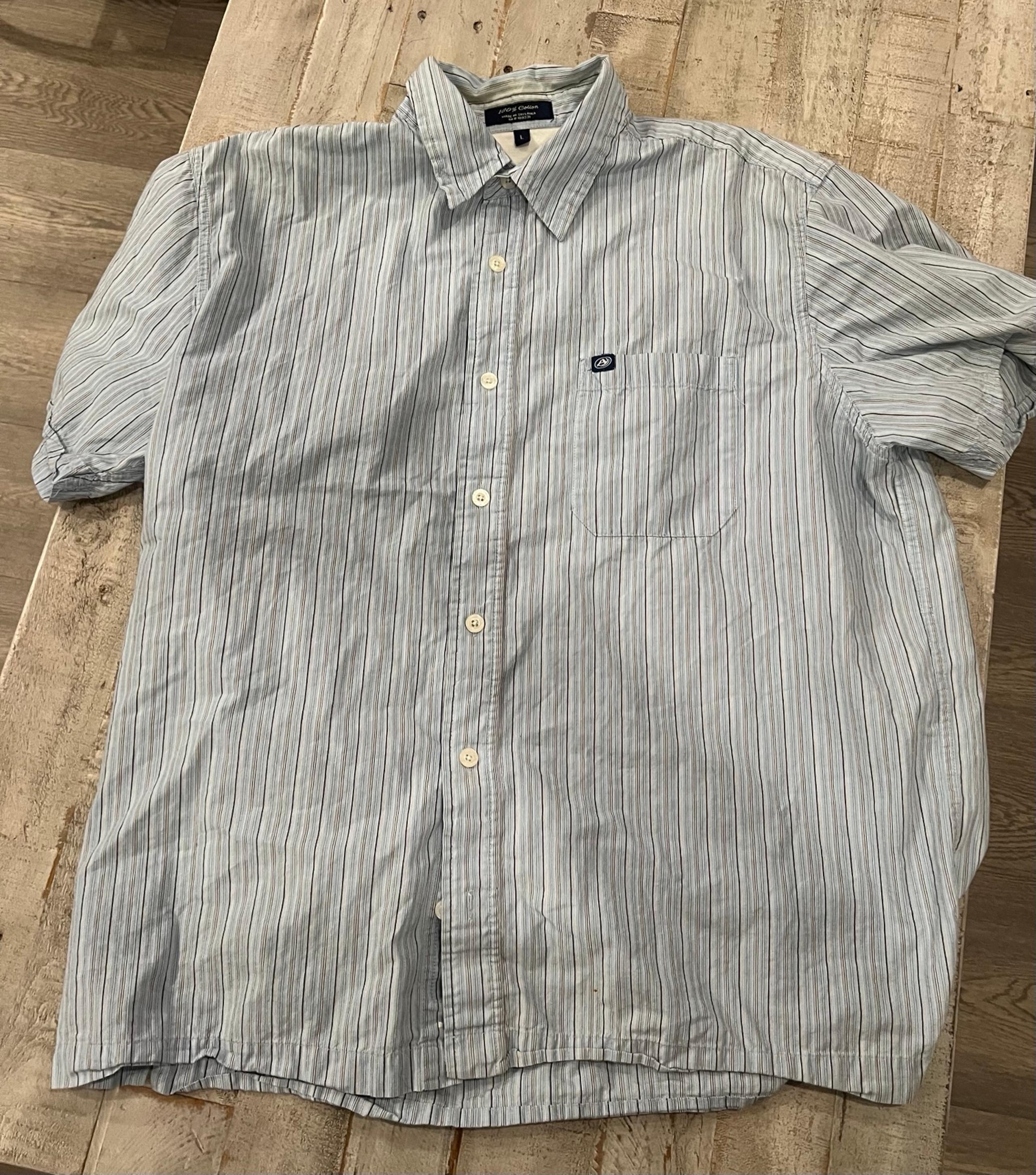 Men’s Aeropostale Aero Large Blue Striped Short Sleeve Button Front Shirt