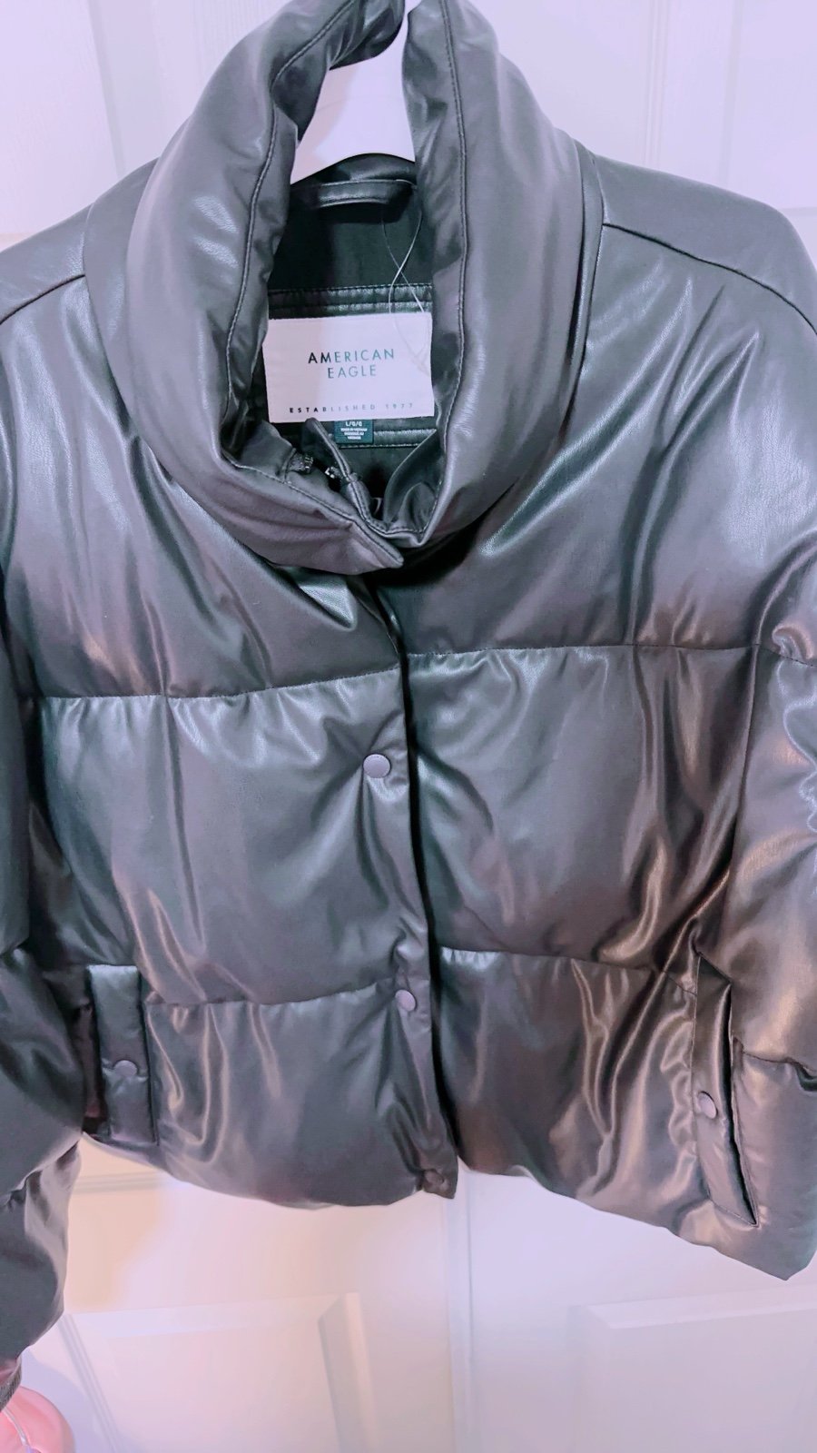 American Eagle leather puffer jacket/COAT