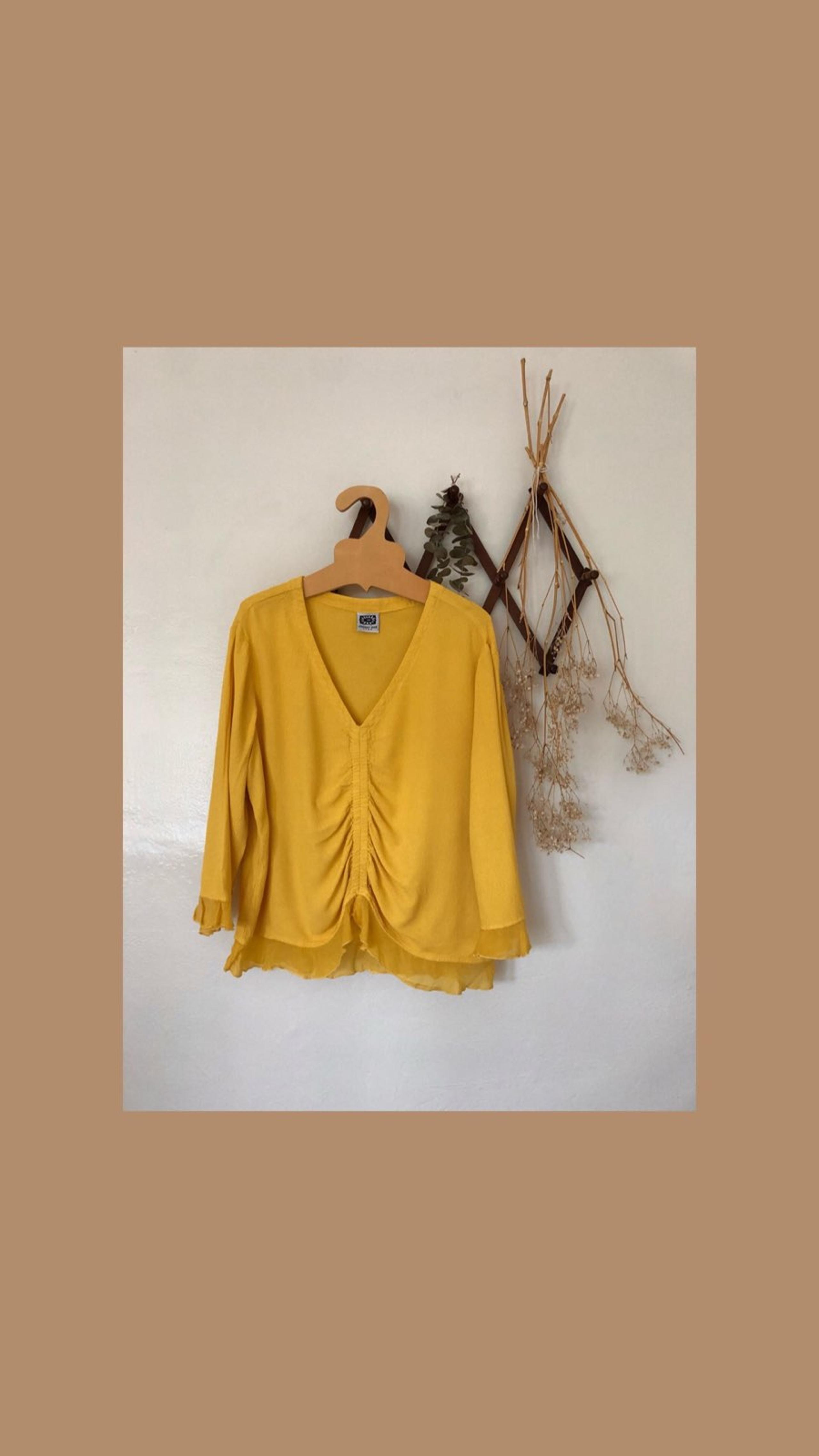 ✿Johnny Was Yellow Flutter Blouse S