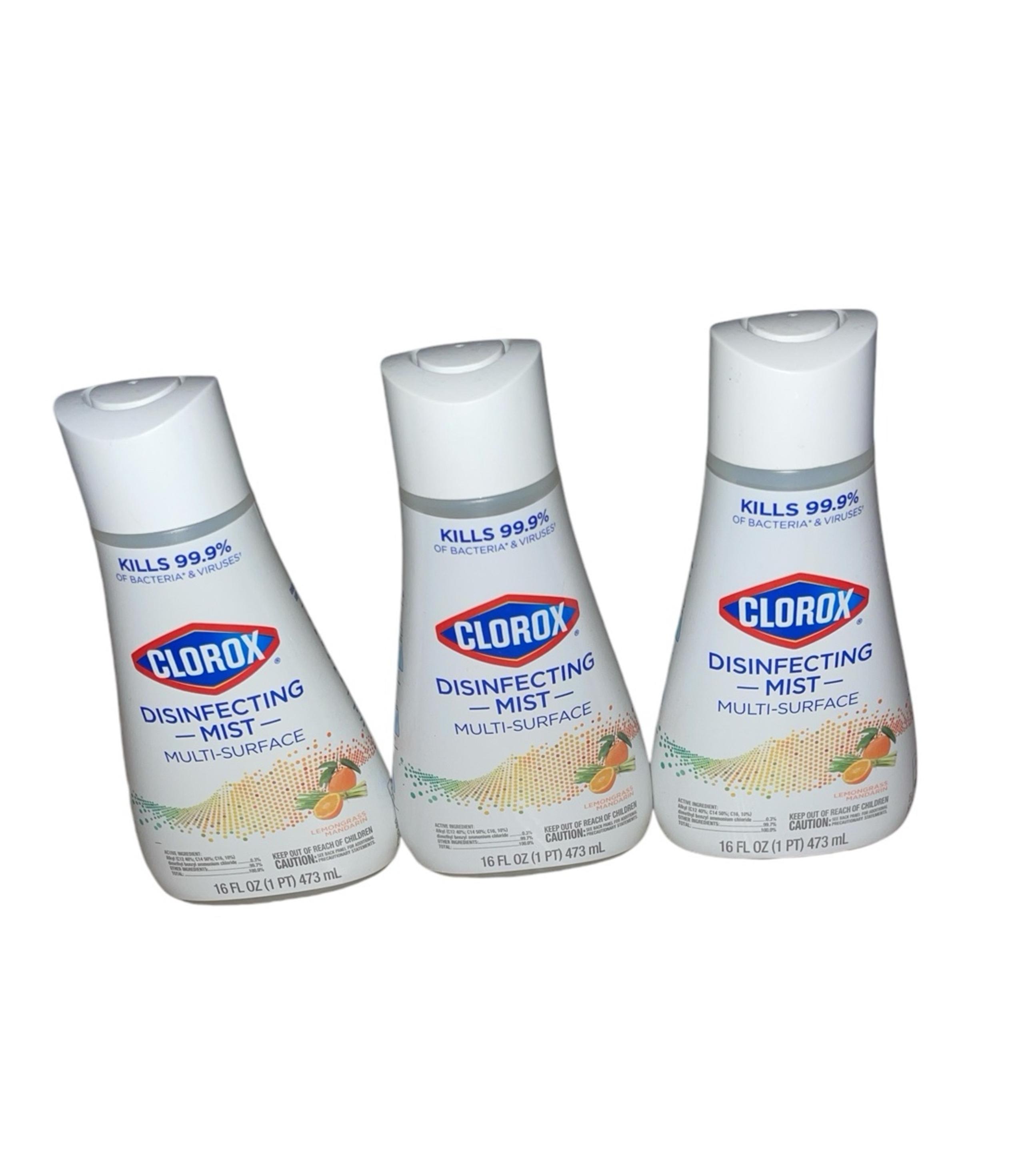 Lot Of 3 New Clorox Disinfecting Mist, Multi-Surface, Lemongrass Mandarin 16 Oz