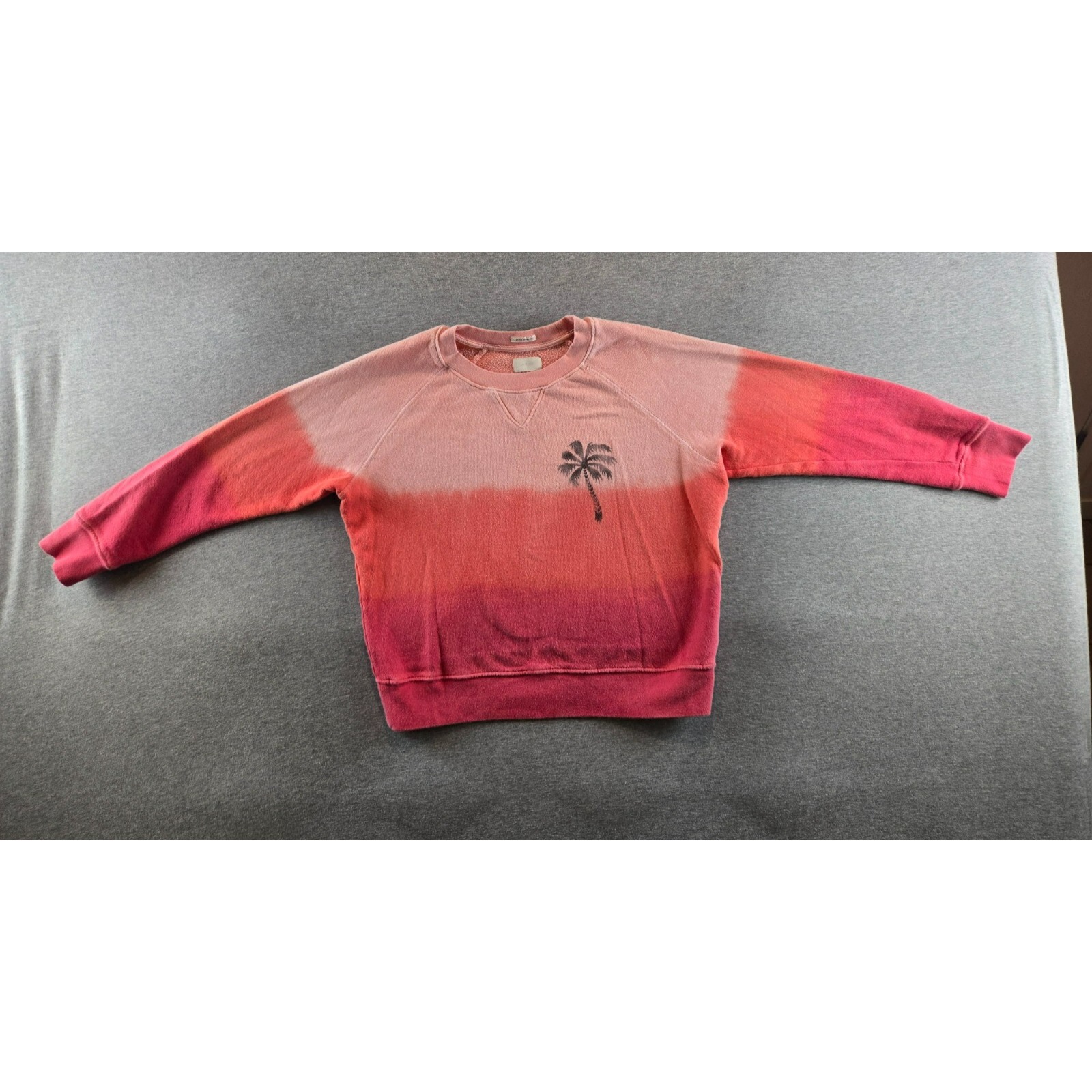 MOTHER The Square Ombre Raglan Sleeve Sweatshirt Womens Small Orange Pink USA