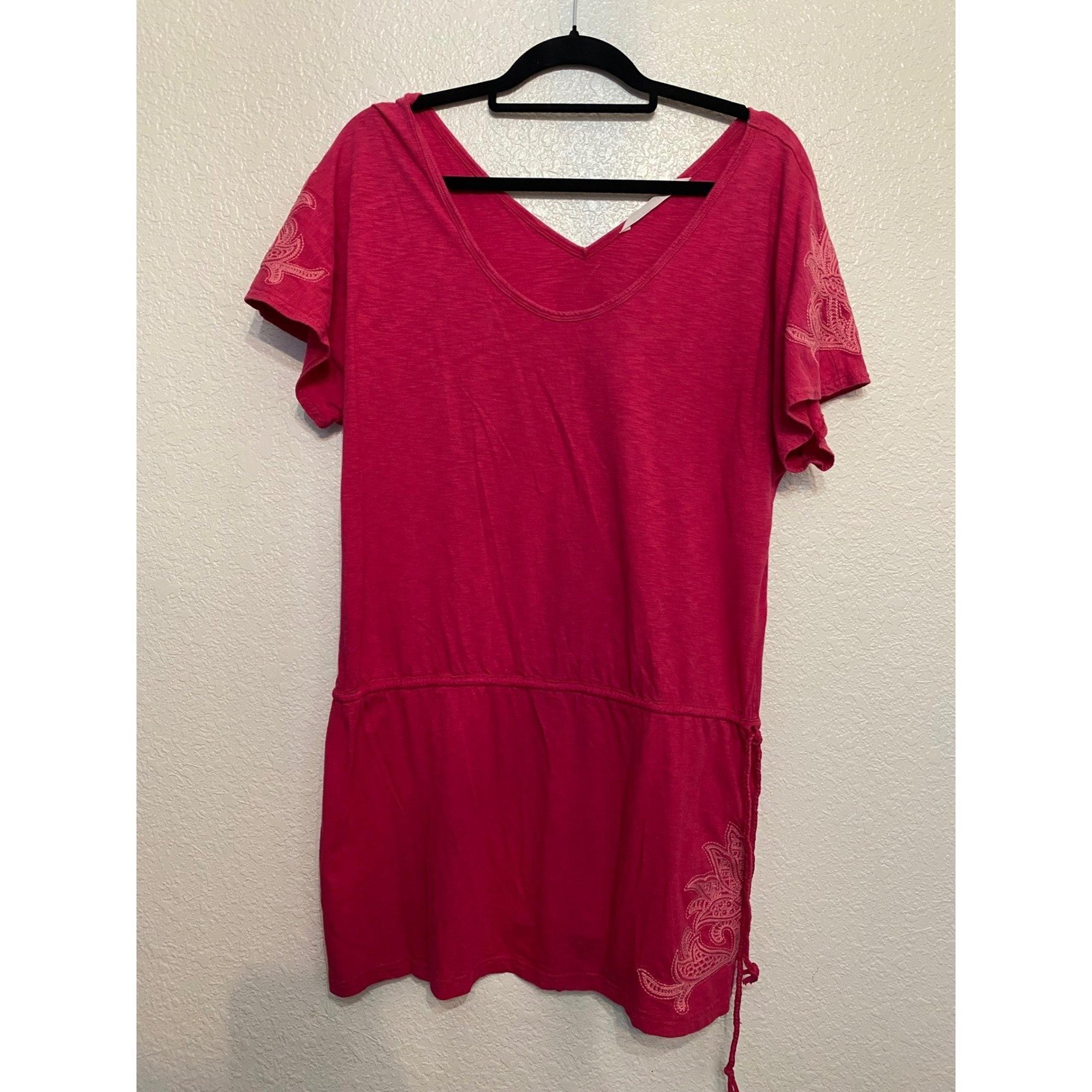 Athleta Taj Cover Up Dress Womens XL Pink Embroidered Beach Pool Boho Swimwear