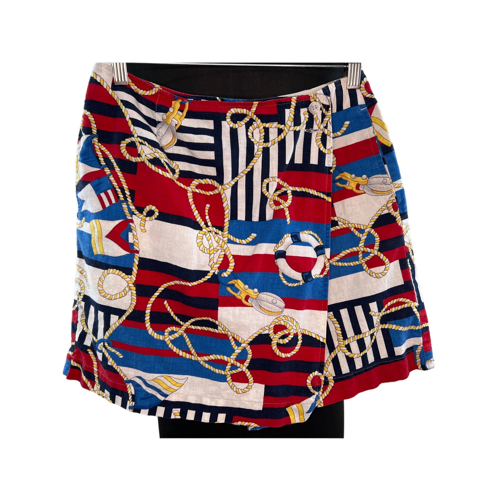 VTG Jones New York Sport Mixed Nautical Print Linen Blend Skort Skirt 8 VINTAGE