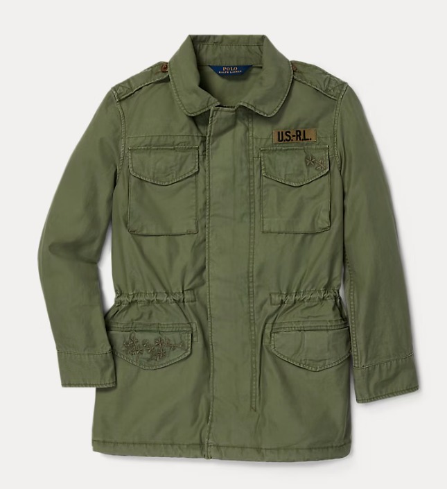 Girls Polo Ralph Lauren Military Jacket Coat Green Army Large 12-14 Youth