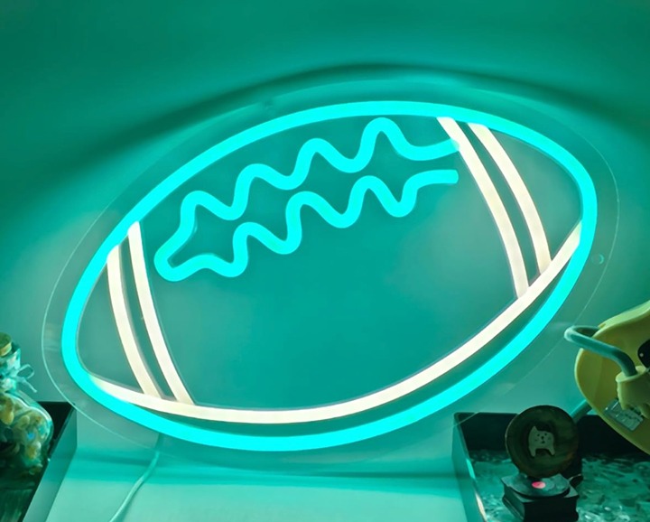 Vivid Bright Blue Football LED Night Light Room Wall NFL Sport Decoration