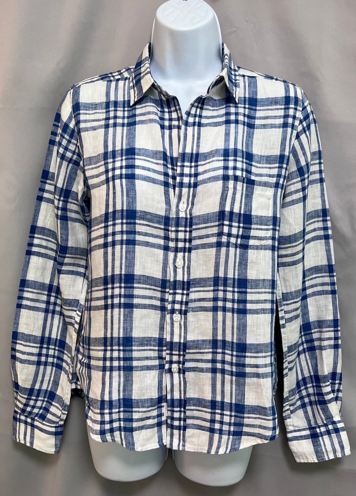 Frank & Eileen Sz XS Blue Plaid Silvio Long Sleeve Button Down Shirt Women