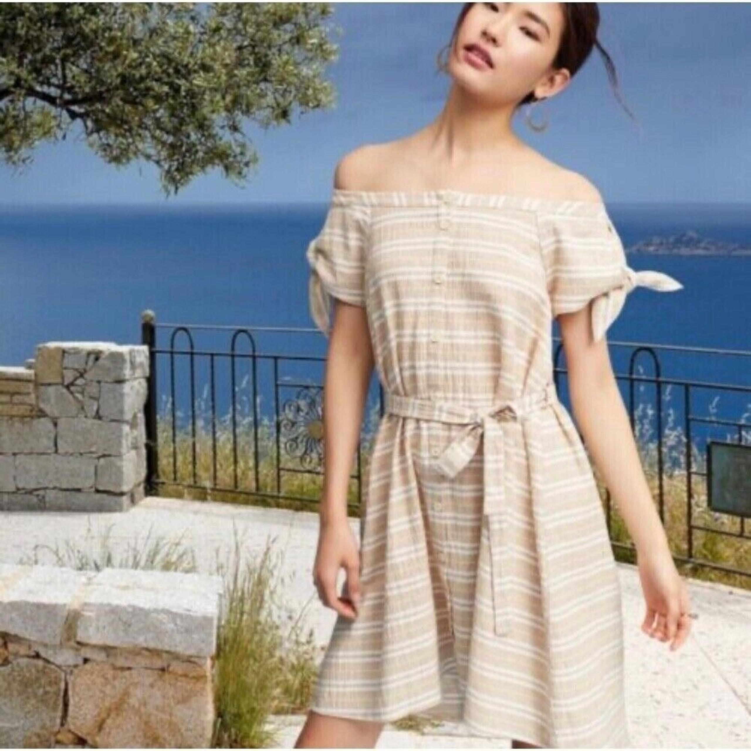 Corey Lynn Calter Anthropology Dress - Striped Button Front Tie Waist - Size SP