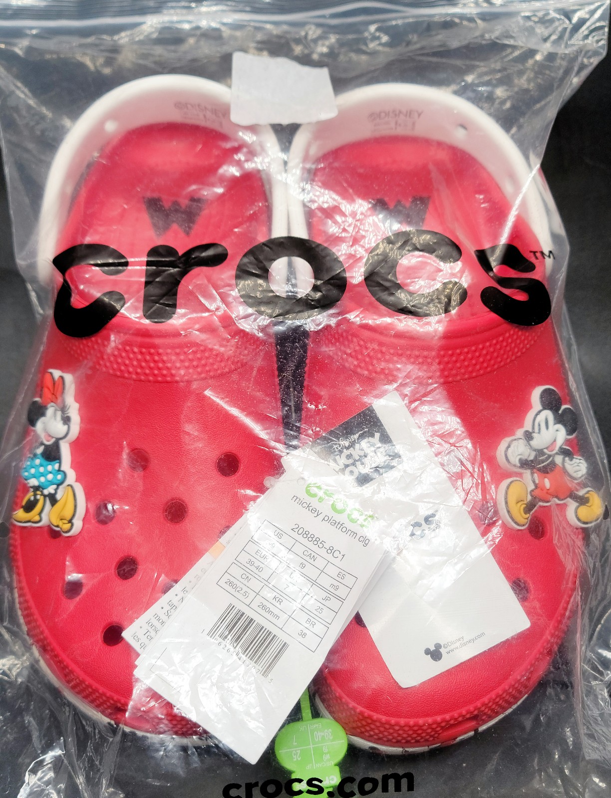Crocs Disney Minnie & Mickey Classic Platform Clogs Sz 9 Women NIB