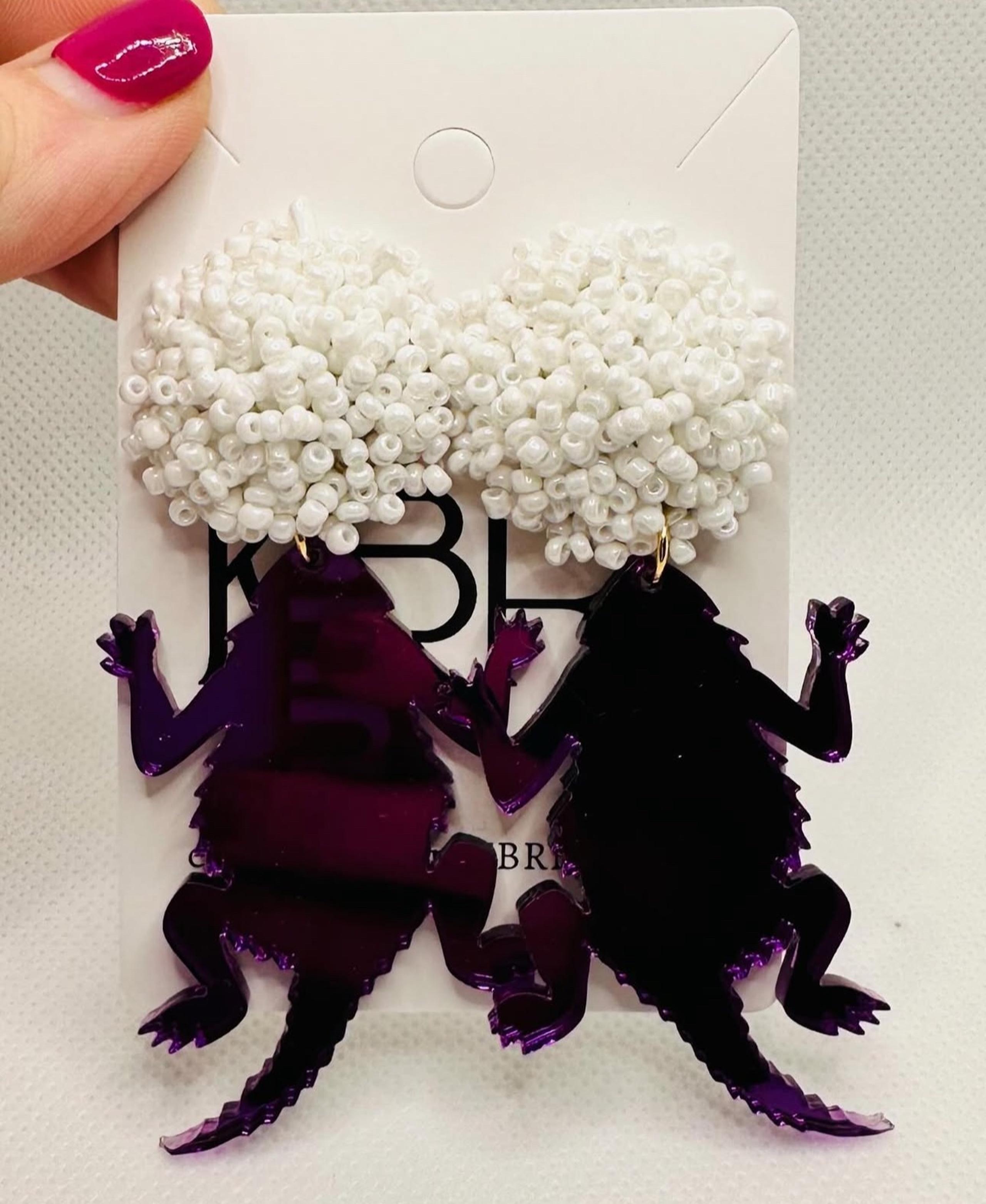 Purple mirror acrylic earrings