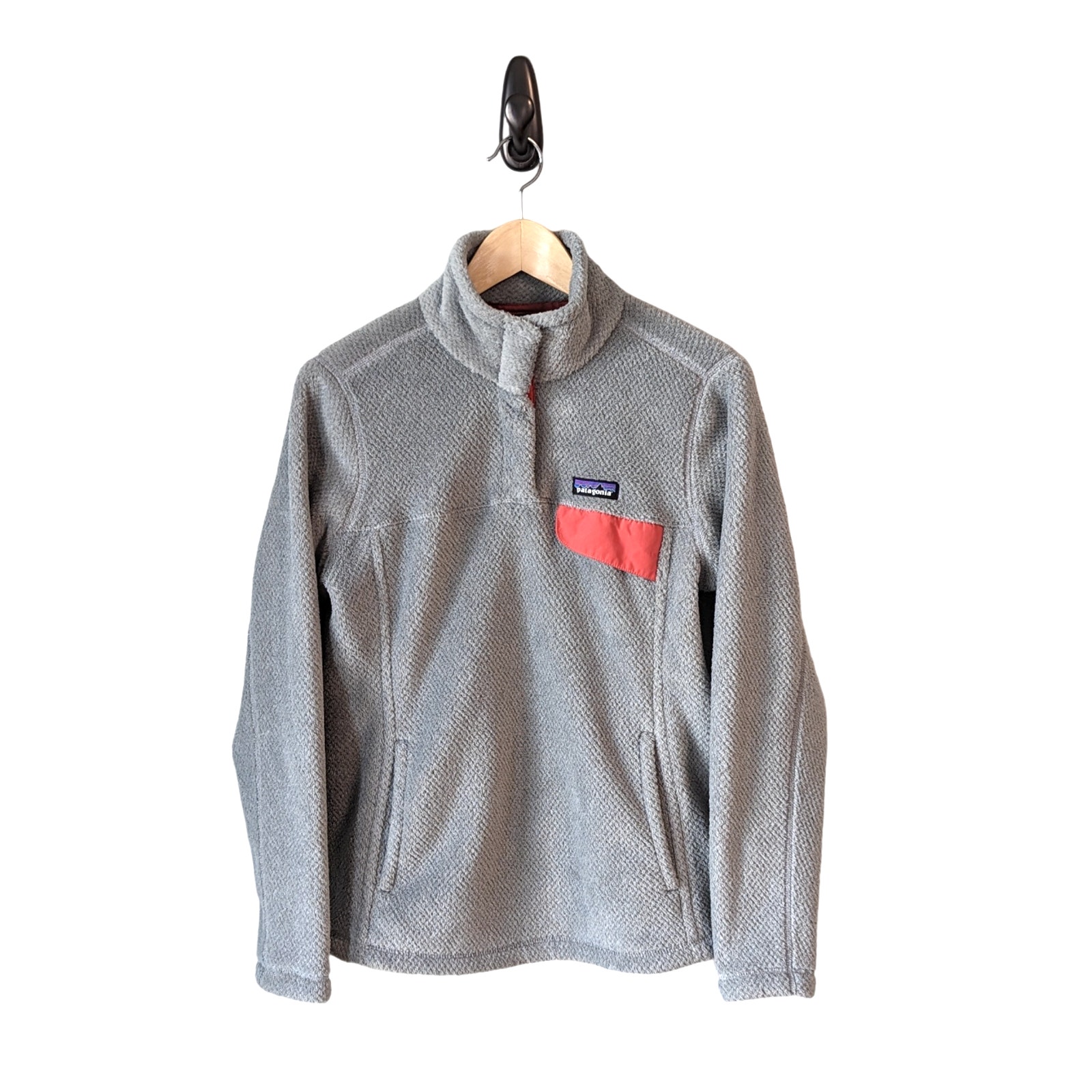 Patagonia Re-Tool Snap-T Pullover Fleece Womens Medium Tailored Grey Aurea Pink