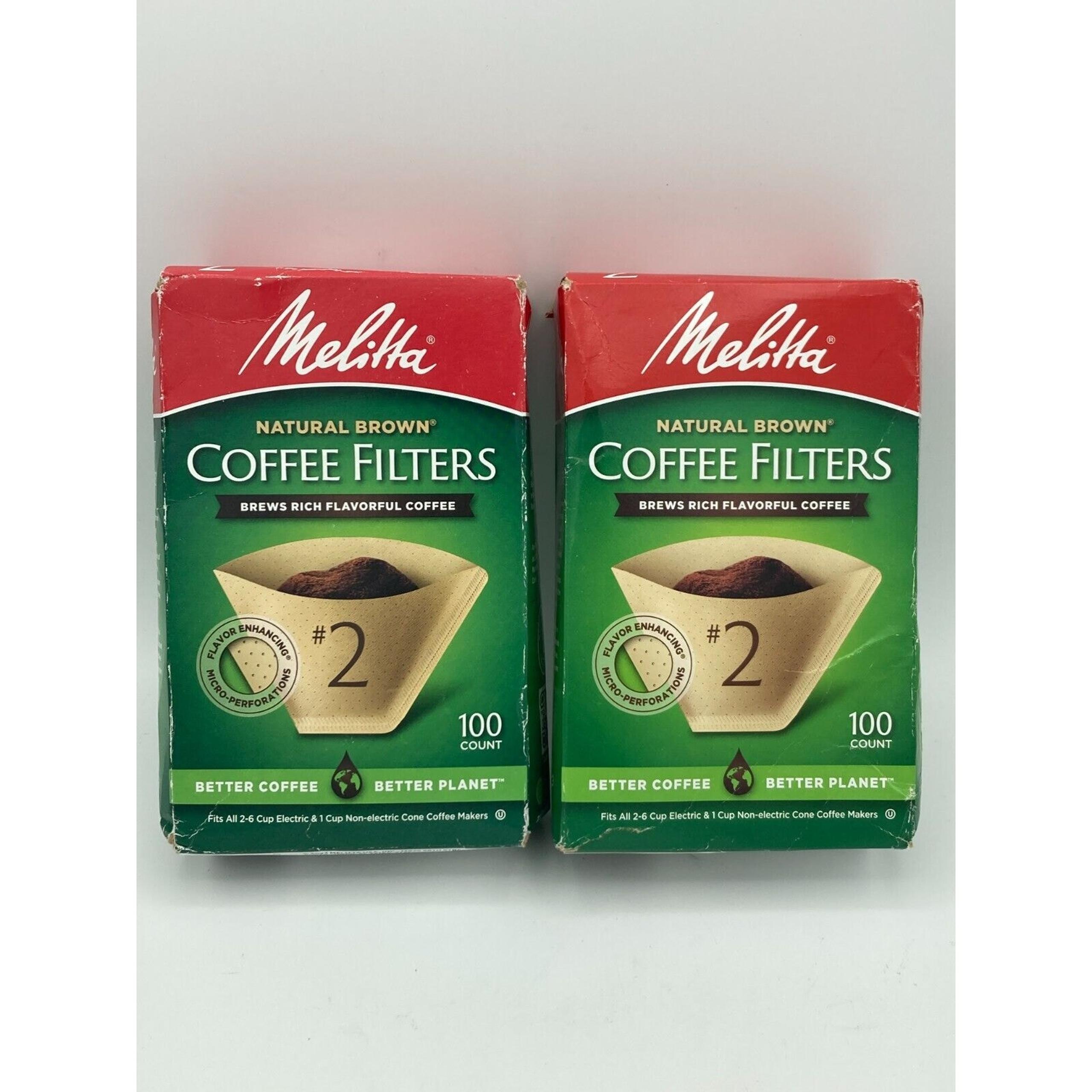 Melitta 100-Count #2 Natural Brown Cone Coffee Filters 2 Packs (200 Total)