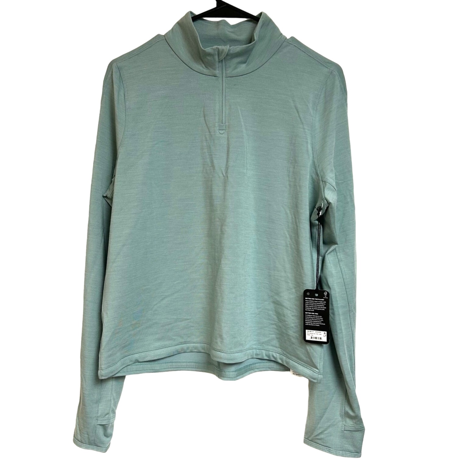 NWT Allbirds Tencel Merino Wool Blend Green Run Mid Layer Jacket 1/4 zip Size S