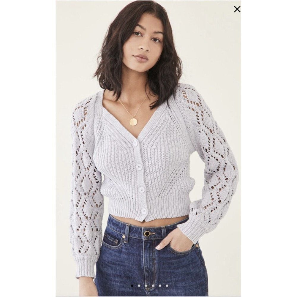 Astr The Label Womens Angelica Cardigan Sweater Lilac V Neck Buttons S New