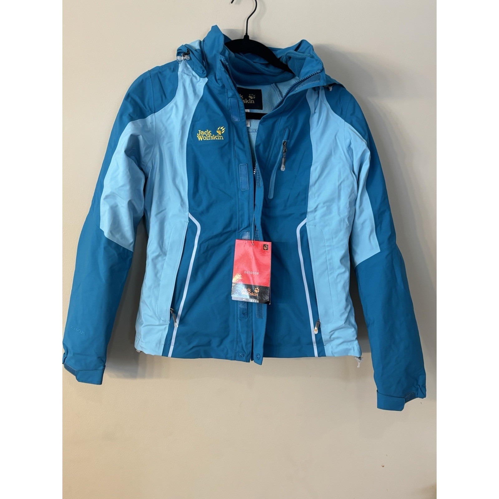 NWT Jack Wolfskin Jacket Mens Small Blue Texapore Hooded Waterproof Windproof
