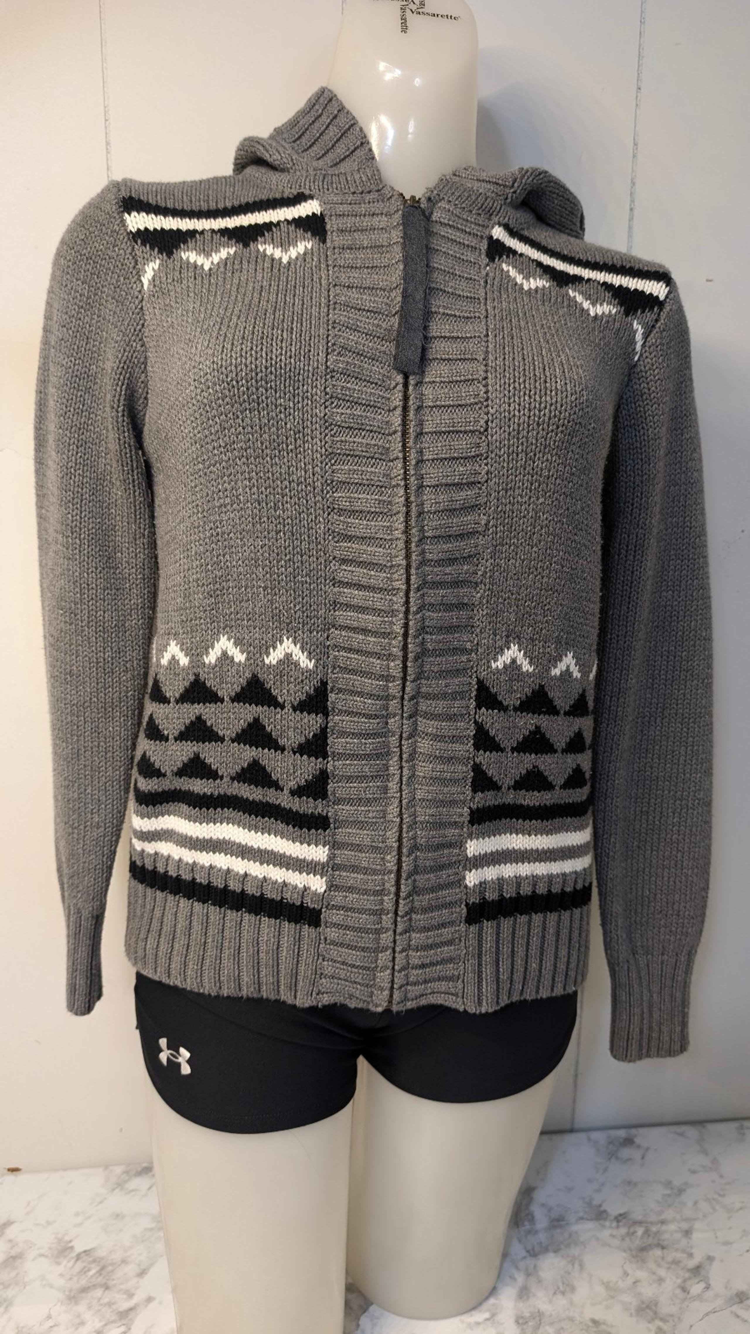 KERSH Women's Black & Gray Full Zip Hooded Cardigan Jacket Size M