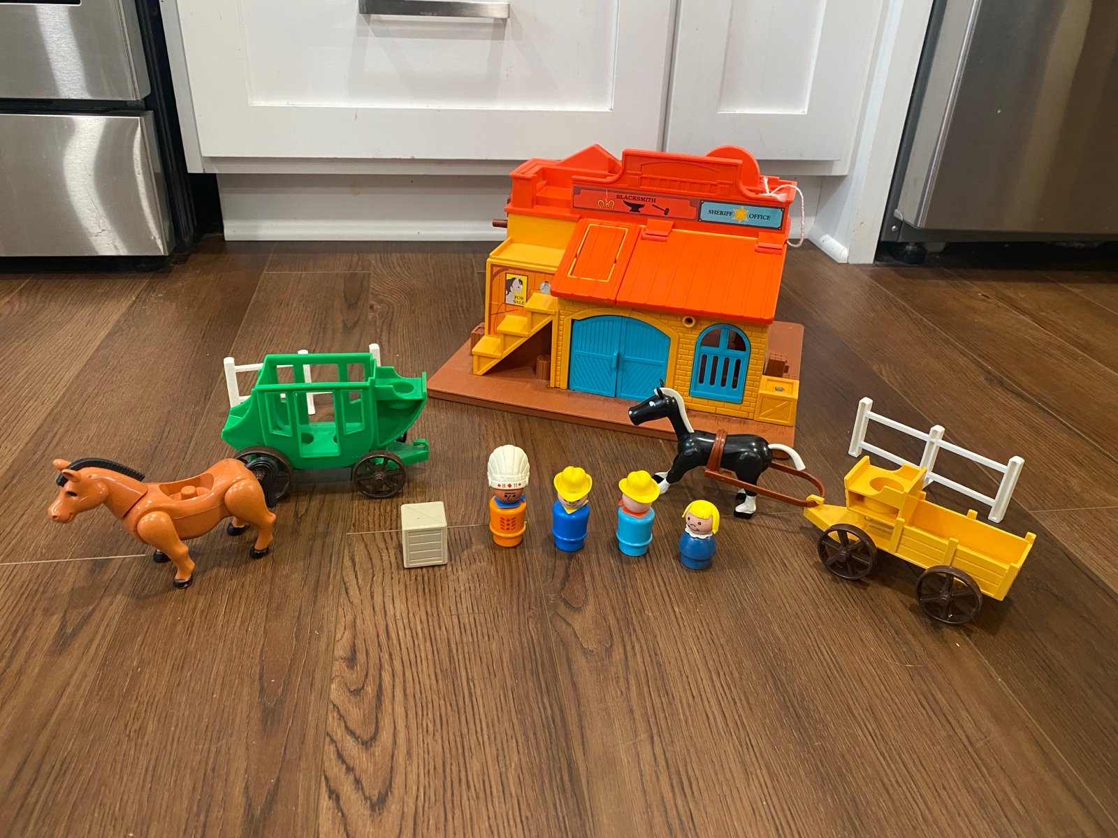 Vintage Fisher Price Little People Western Town Playset
