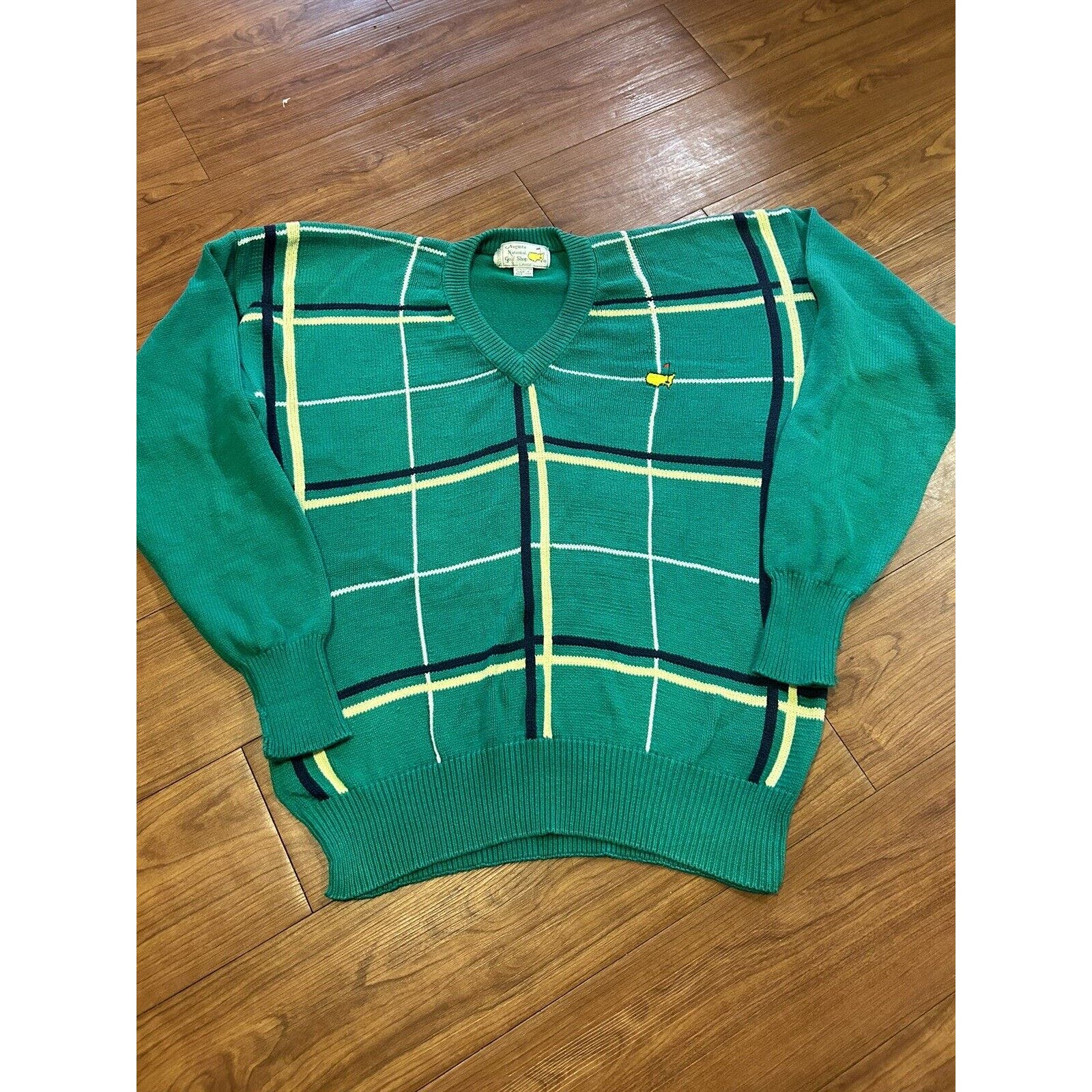 Masters Sweater Augusta National Golf Shop Green Mens L Vintage 90s Slazenger