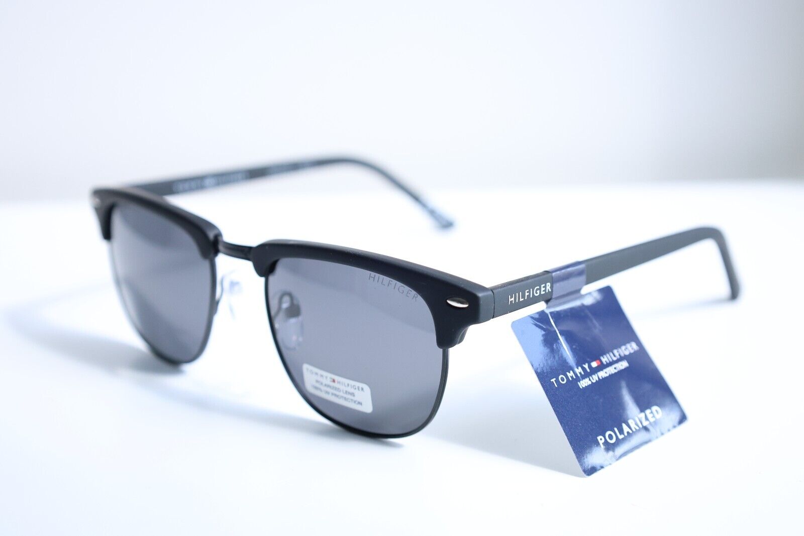 Tommy Hilfiger Buckley Polarized MM OU468P Square Club Sunglasses Matte Black