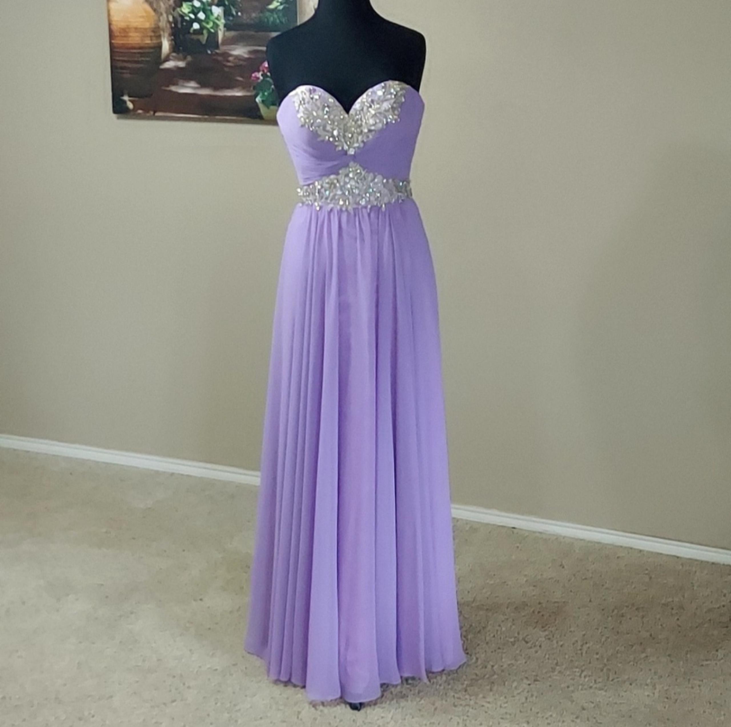 Sherri Hill Women's Strapless Rhinestone Chiffon Evening Dresses In Purple SZ 2