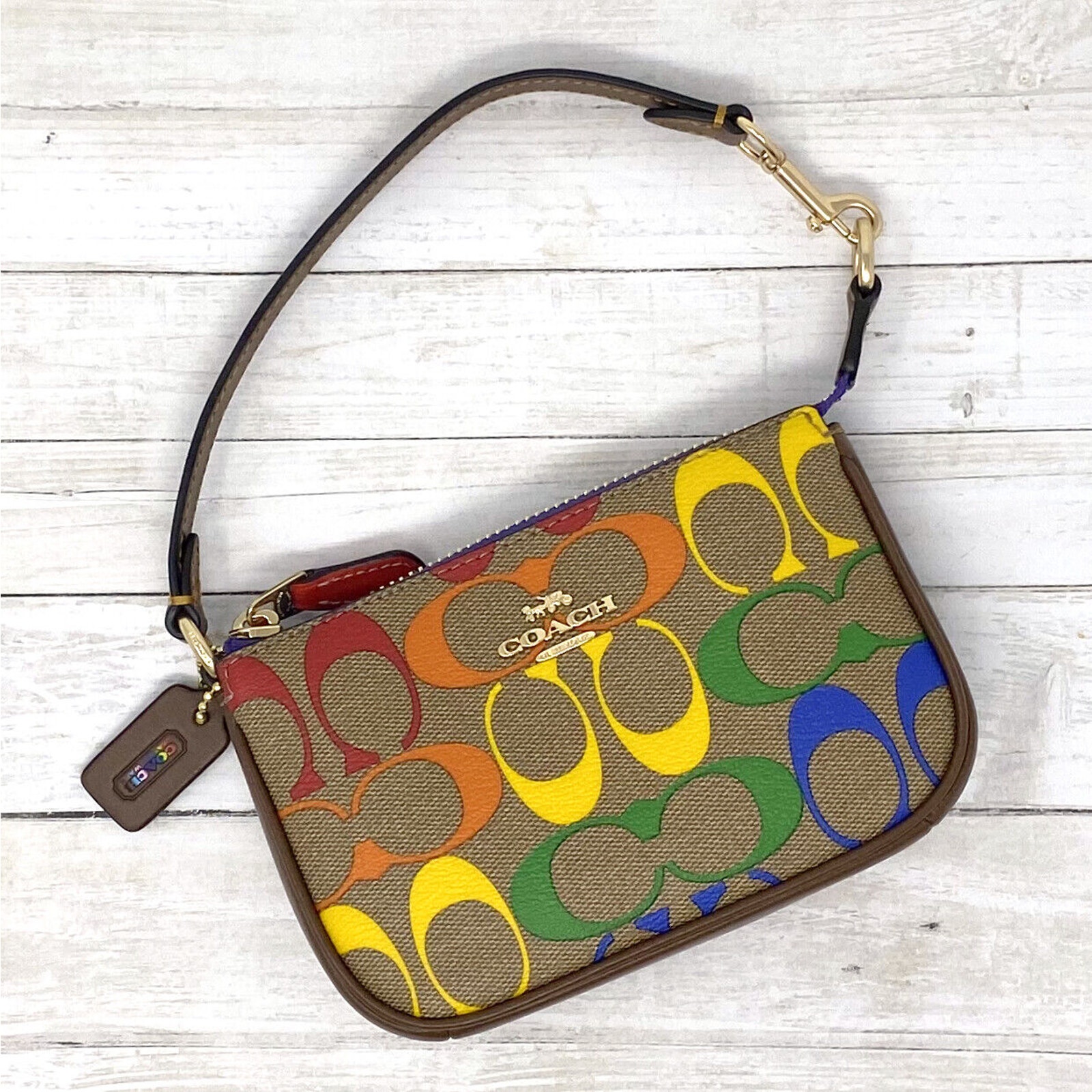 Coach Nolita 15 Purse In Rainbow Signature Canvas Khaki Multi C9941