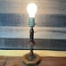Vintage Wooden Lamp With Hinge In Middle