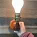 Vintage Wooden Lamp With Hinge In Middle